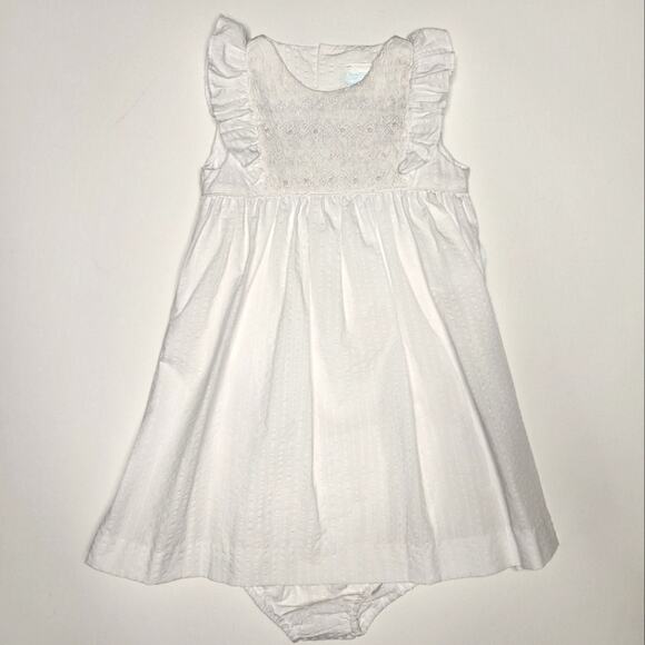 Edgehill Collection White Smocked Seersucker Dress Size 24M NWT - Picture 1 of 6